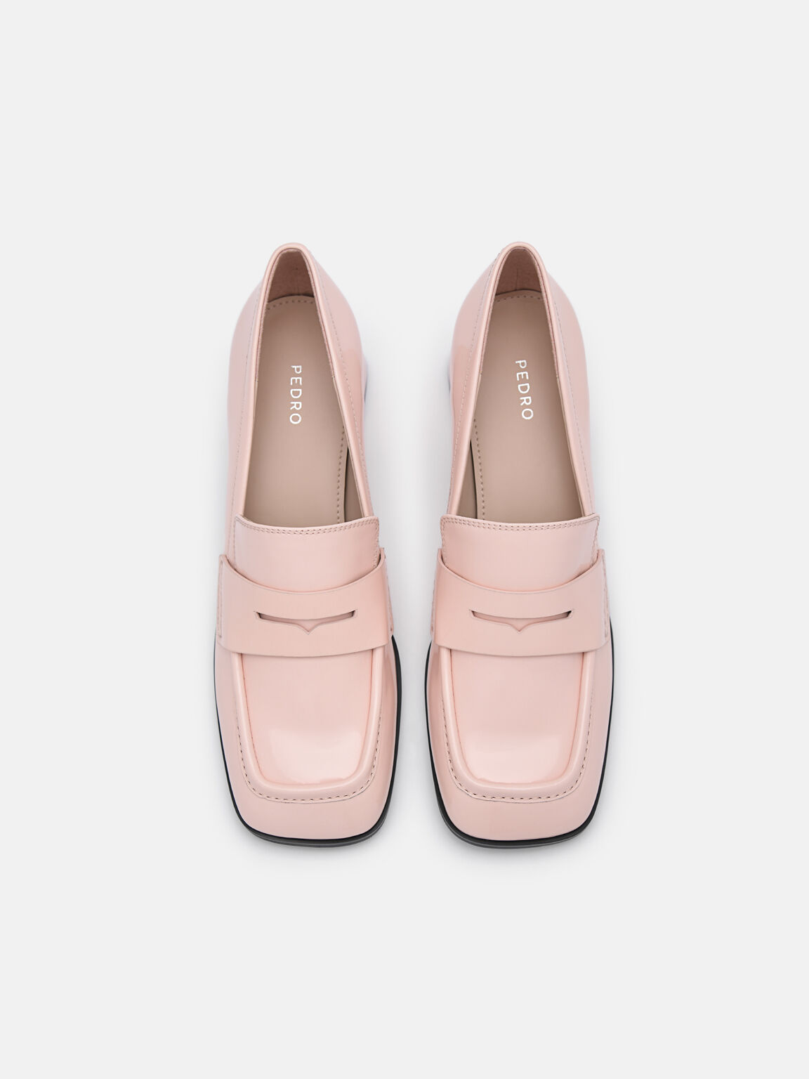 Maggie Leather Heel Loafers, Blush