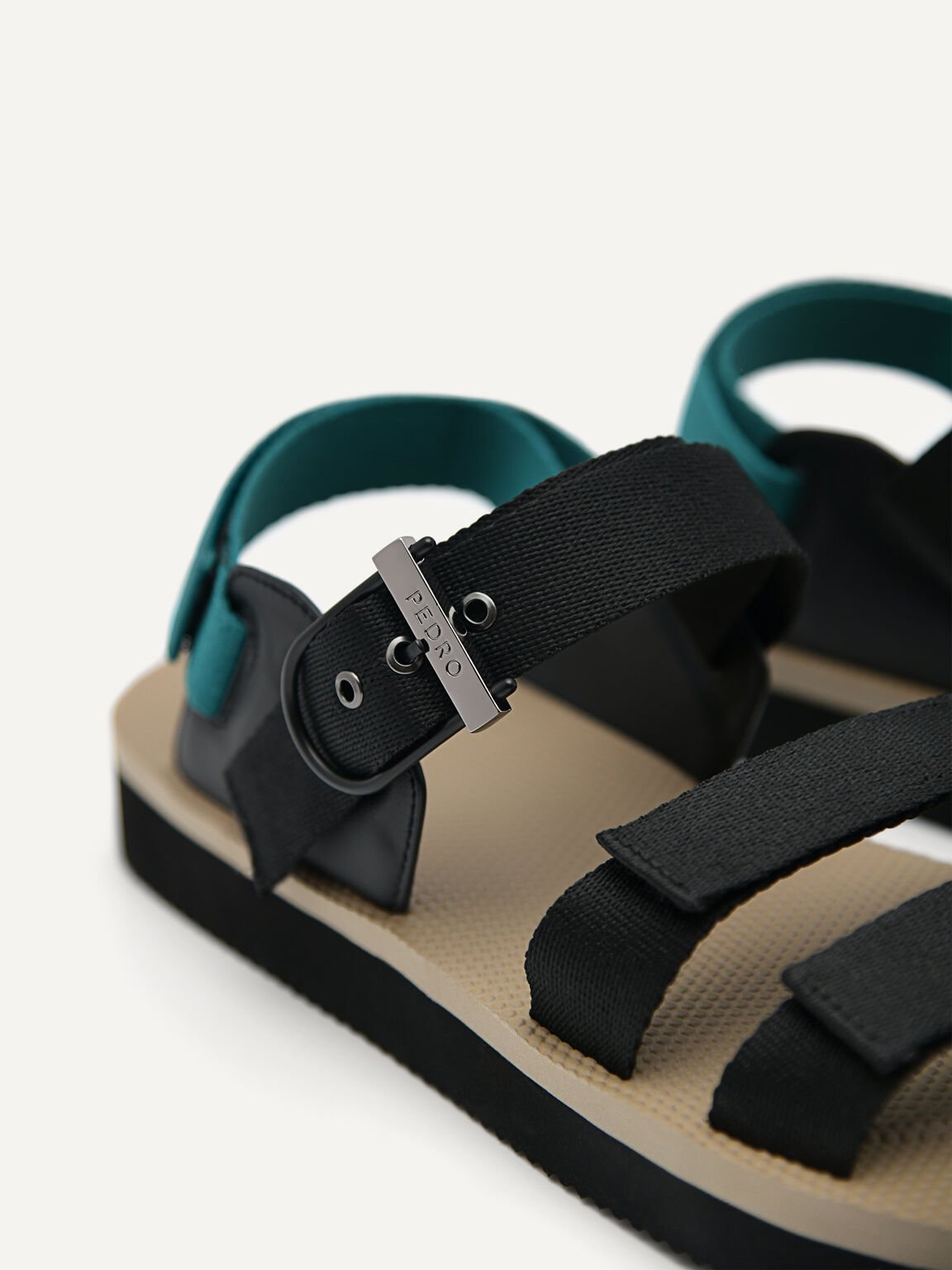 Nylon Strap Barcode Sports Sandals, Black