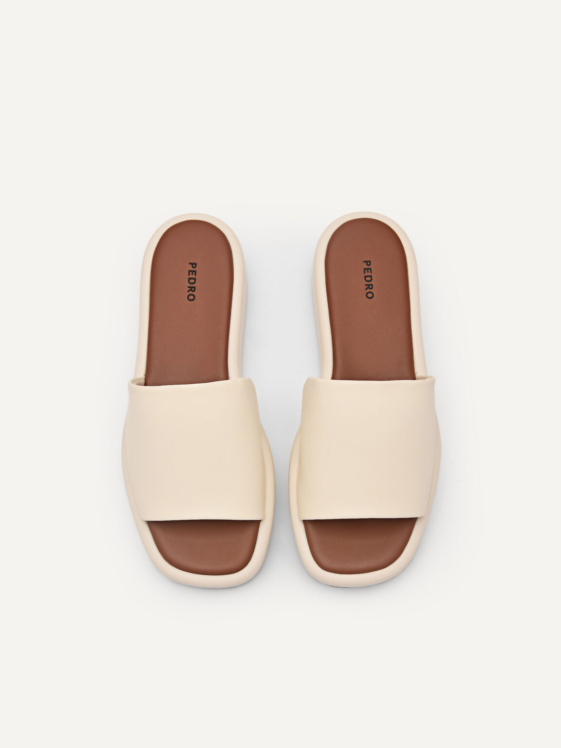 Slip-On Flatform Sandals, Beige