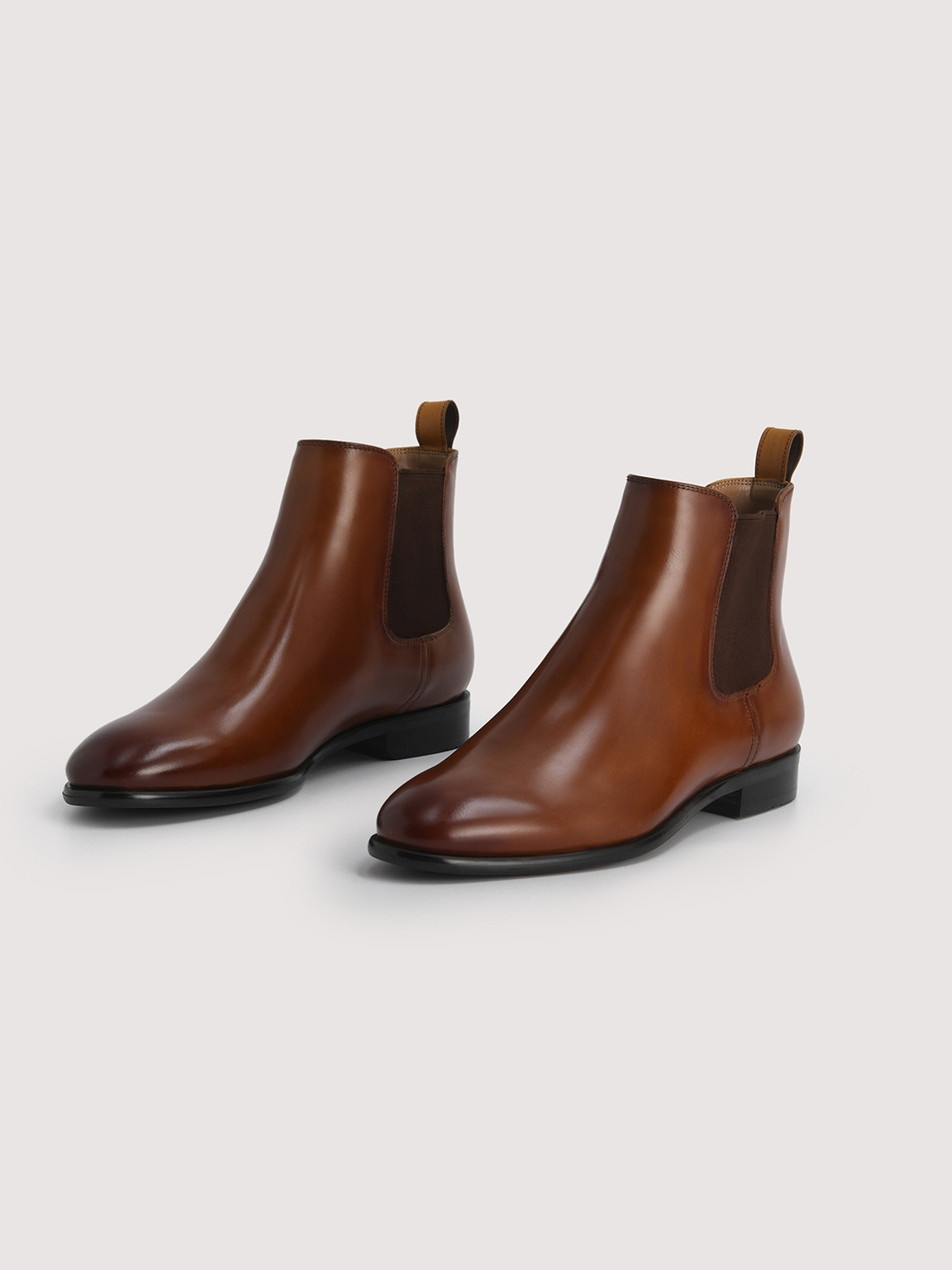 Meg Leather Chelsea Boots, Cognac