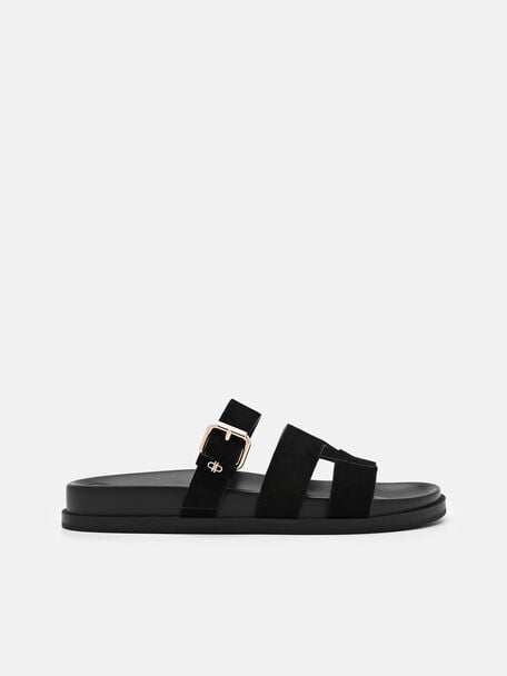 Iza Suede Sandals, Black