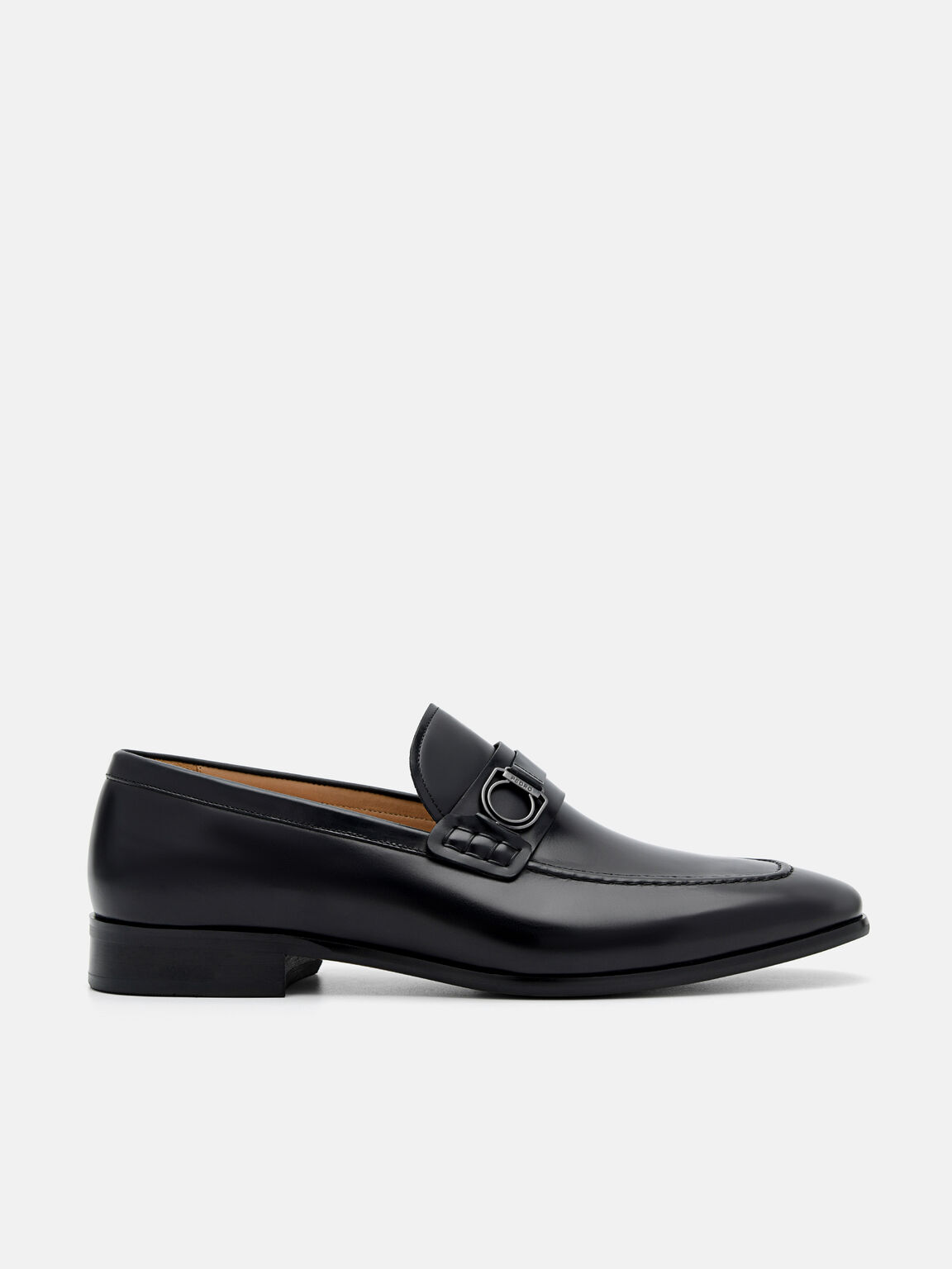Leather Buckle Loafers, Black