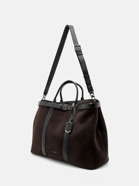 Tyson Duffel Bag, Espresso Brown Suede