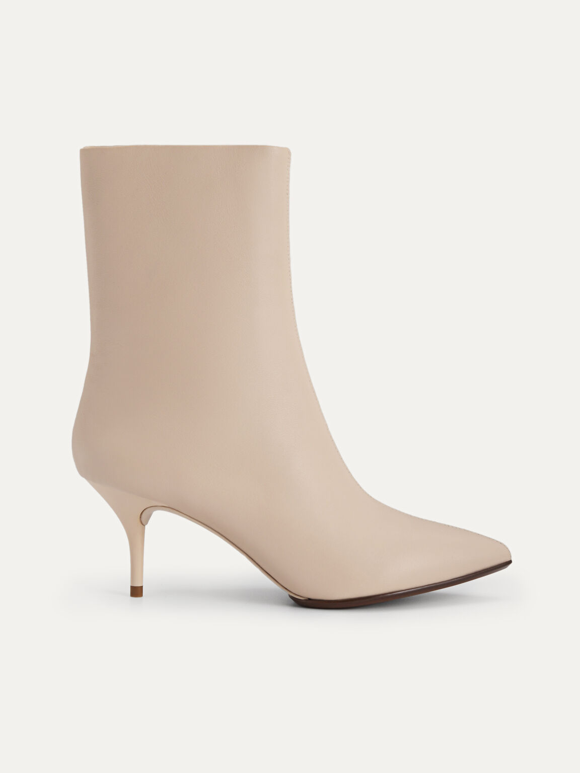 Leather Ankle Boots, Beige, hi-res