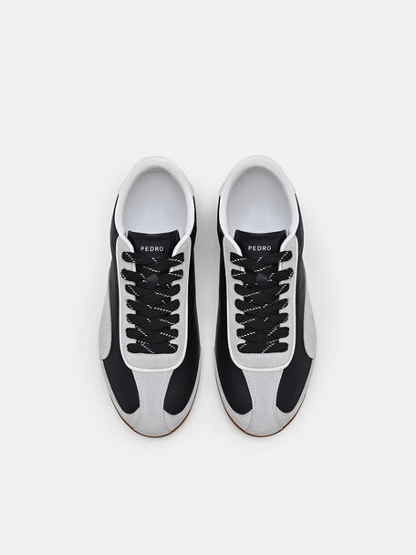 Crest Leather Sneakers, Black