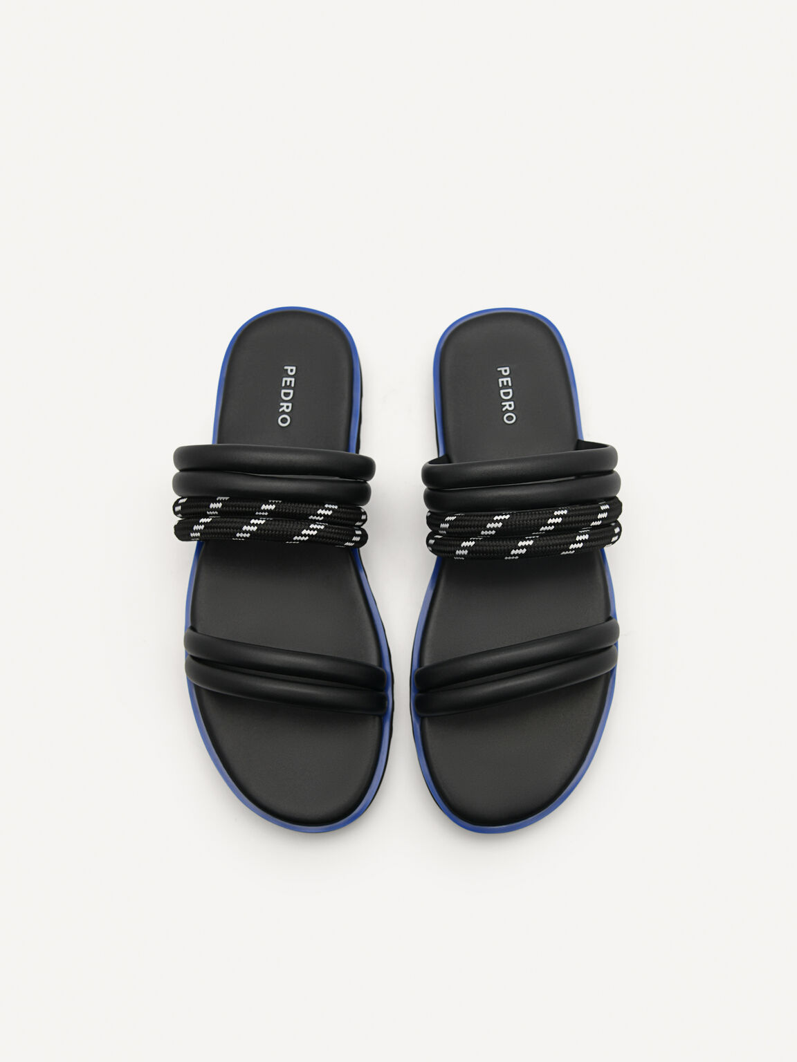 Cord Slide Sandals, Black