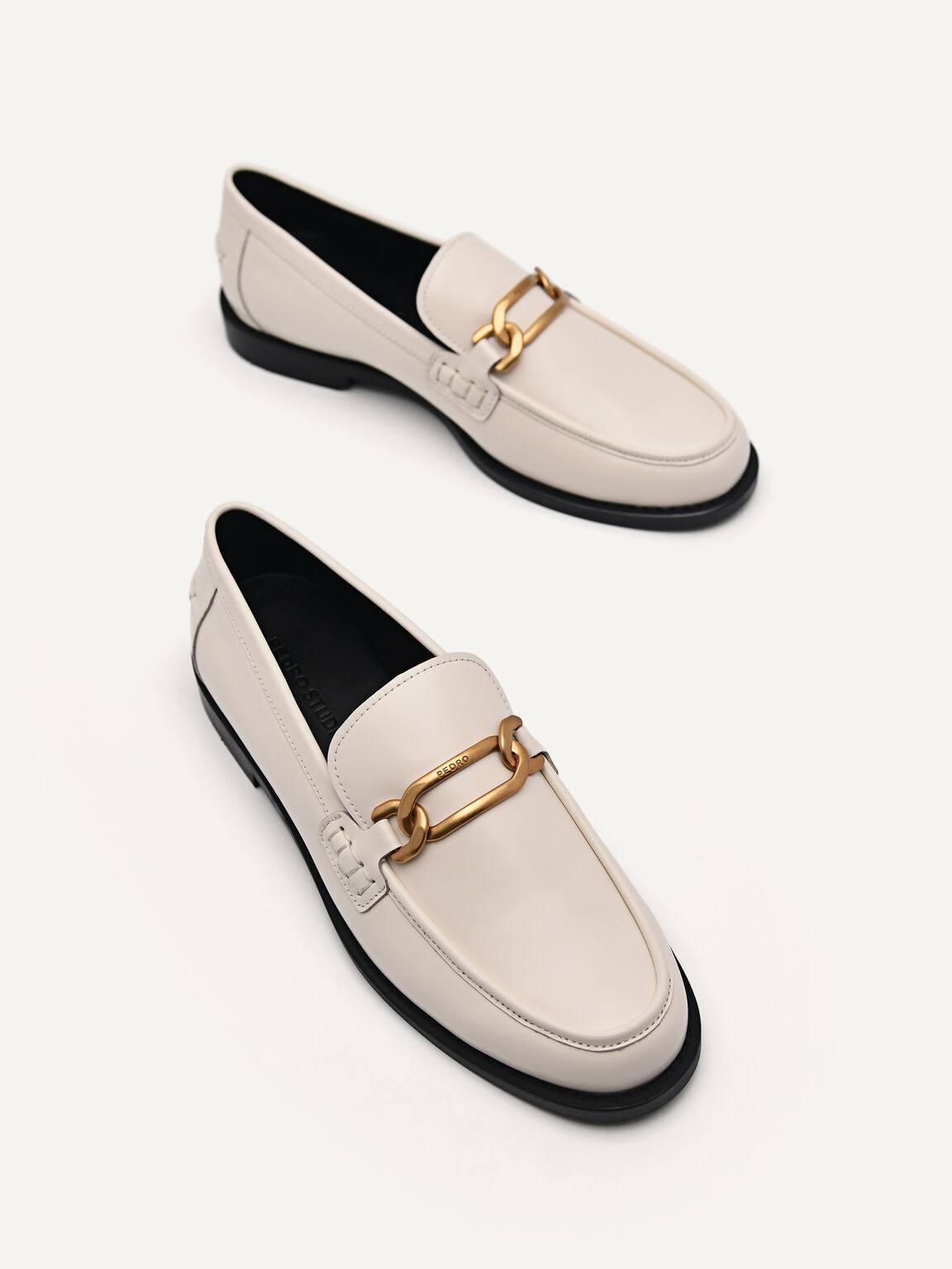 PEDRO Studio Leather Penny Loafers, Chalk