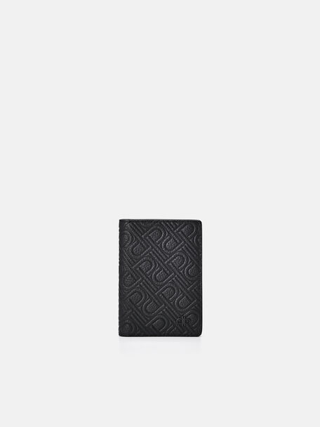 Embossed Leather Card Holder, Black