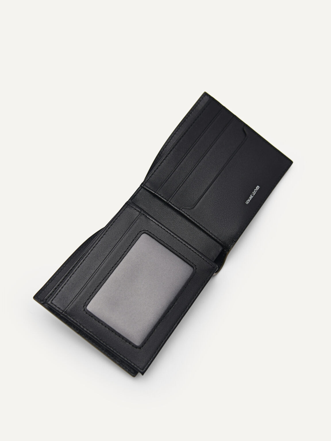 Embossed Leather Bi-Fold Flip Wallet, Olive