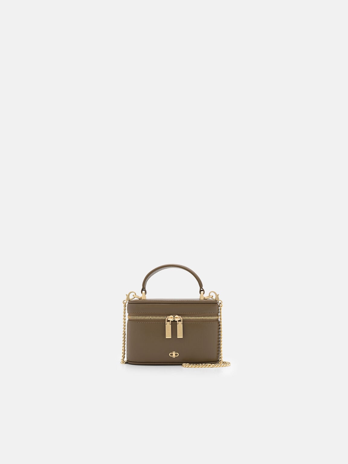 Ari Leather Vanity Case, Dark Taupe