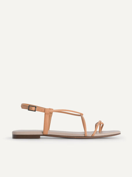Criss Cross Toe Loop Sandals, Camel