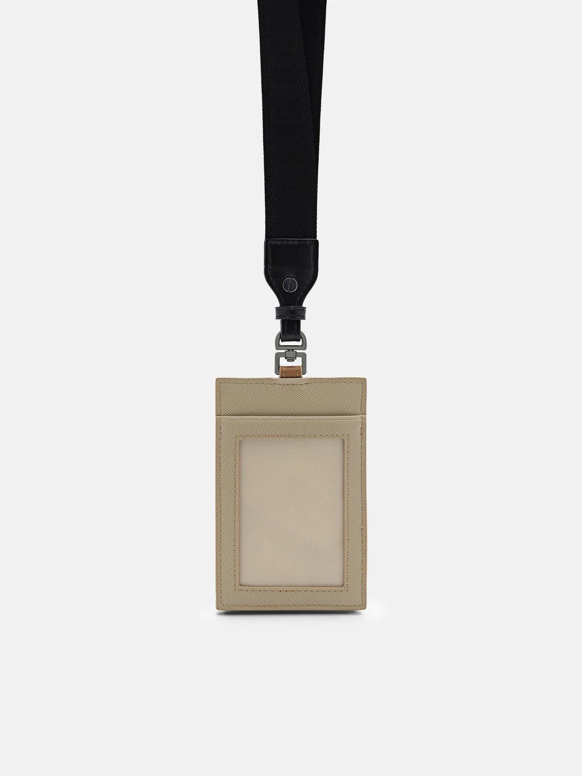 Leather Lanyard Card Holder, Taupe