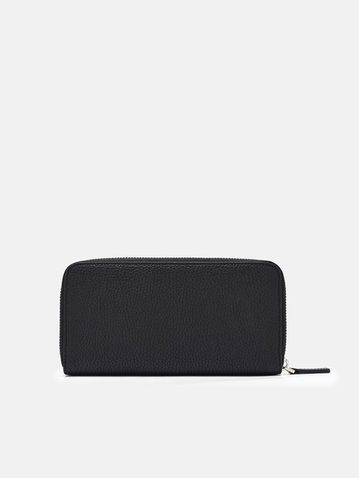 Tumbled Leather Long Wallet, Black Tumble