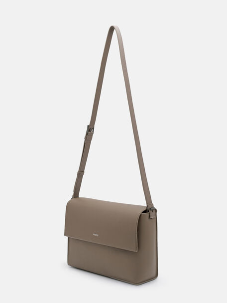 Leather Crossbody Bag, Dark Taupe