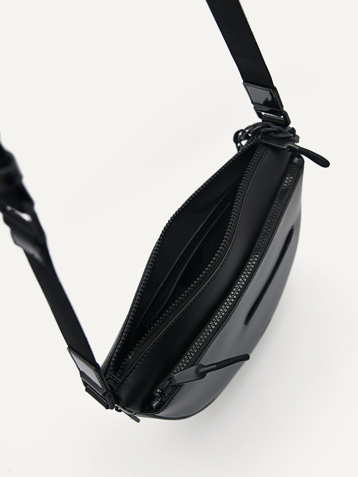 Nylon Sling Bag with Detachable Card Holder, Black