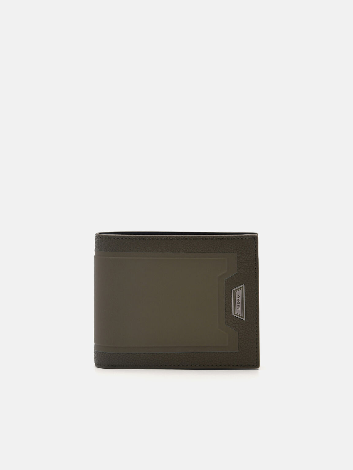 Embossed Leather Bi-Fold Flip Wallet, Olive