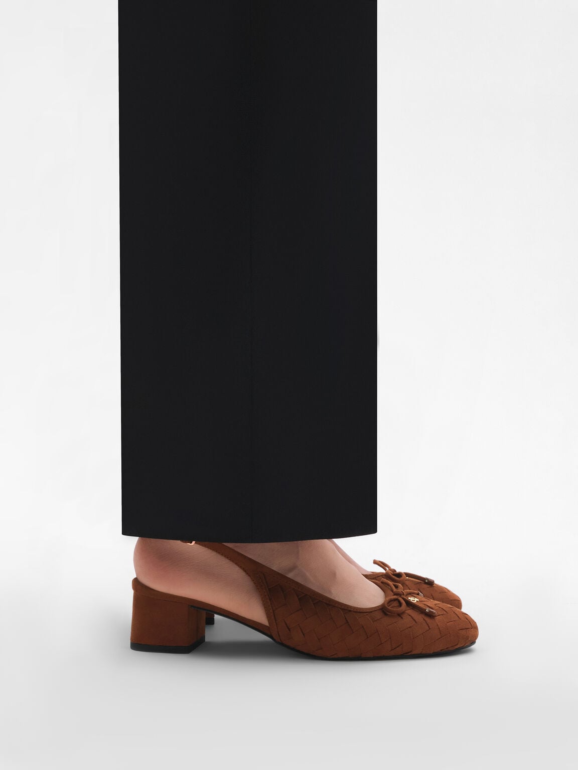 Anna Woven Mary Jane Pumps, Mahogany