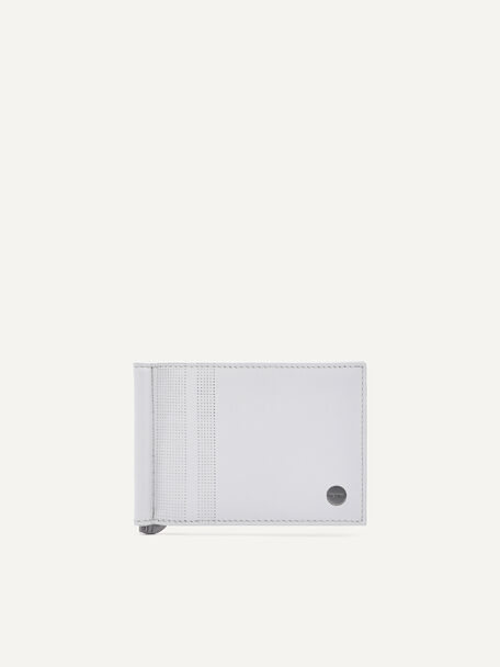Oliver Leather Bi-Fold Card Holder with Money Clip, Light Grey