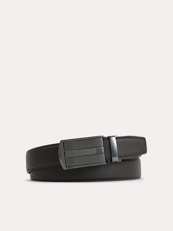 Automatic Textured Leather Belt, Dark Brown