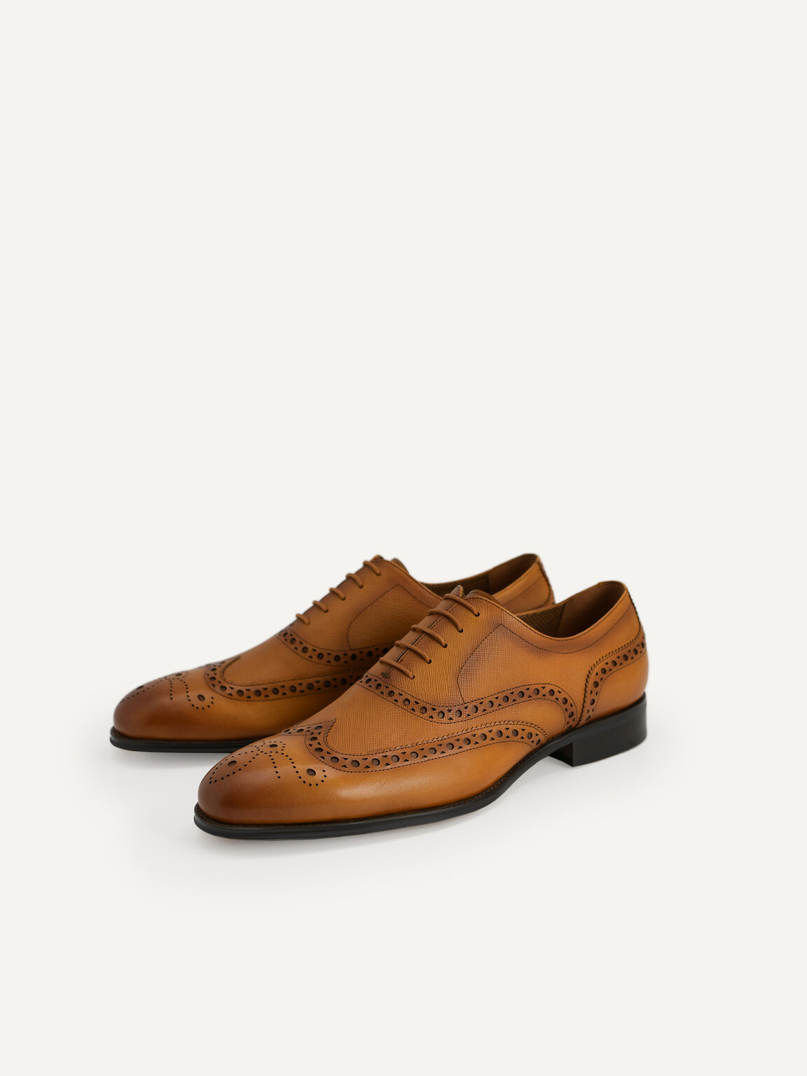 Textured Brogue Oxford Shoes, Camel, hi-res