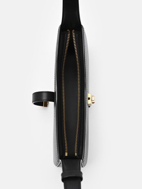 Farida Leather Shoulder Bag, Black