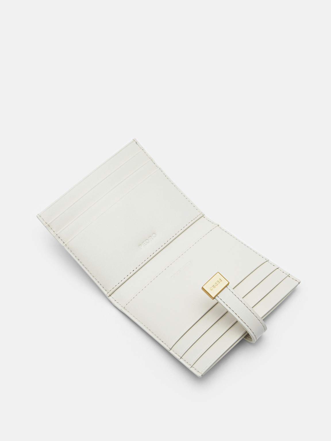 PEDRO Studio皮革雙折疊卡包, 粉笔白