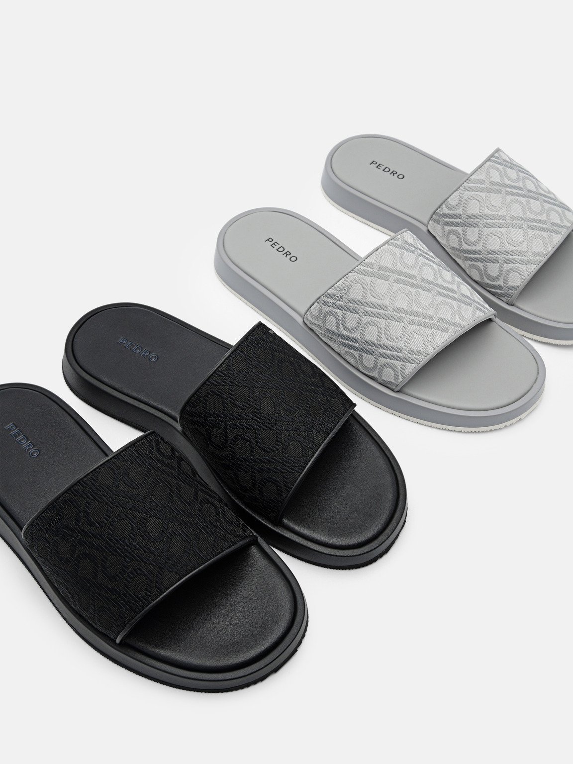 PEDRO Icon Jacquard Slide Sandals, Black