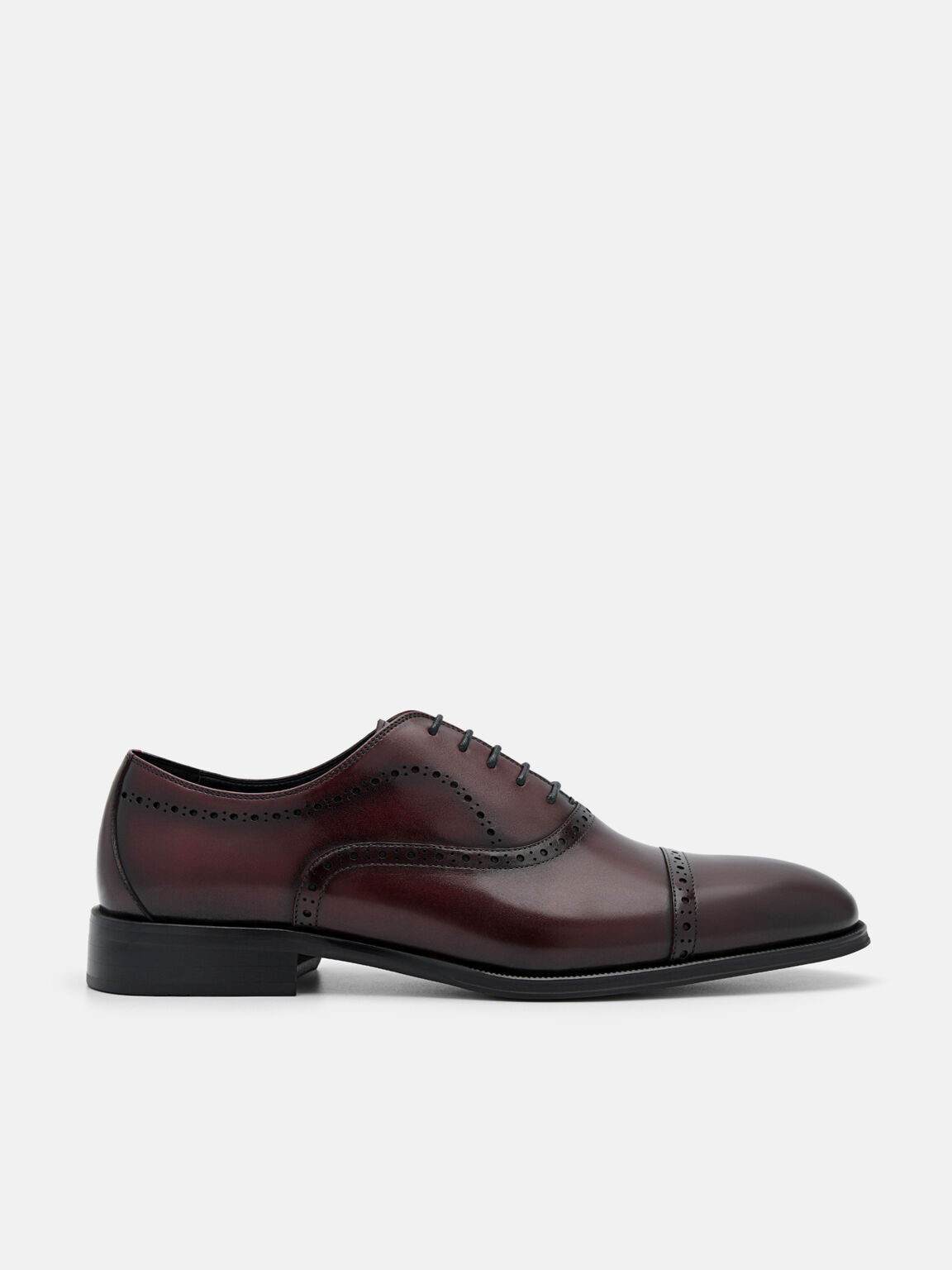 Leather Brogue Oxford Shoes, Wine
