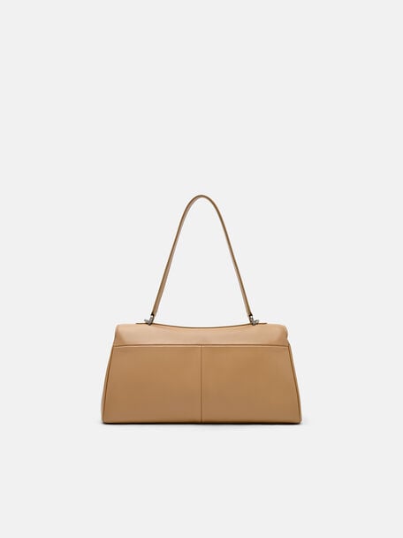 Mirelle Leather Shoulder Bag, Camel
