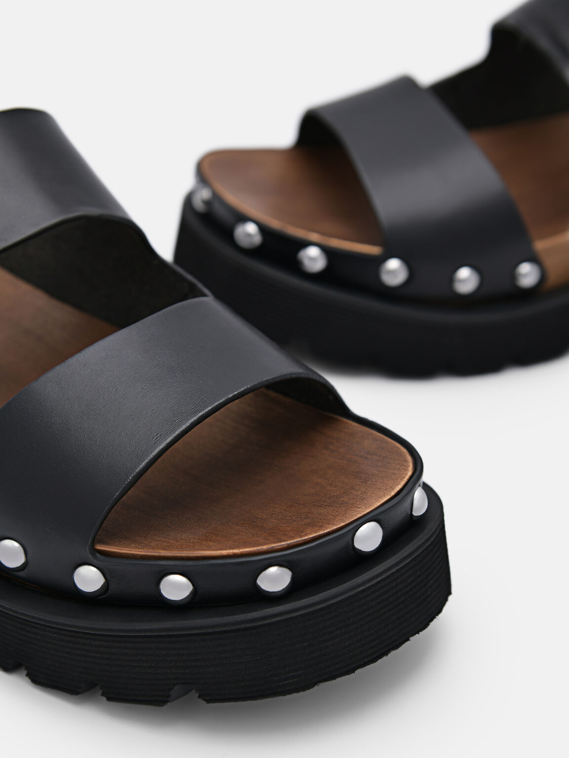 Alia Studded Sandals, Black
