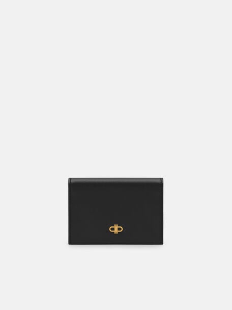 Leather Bi-Fold Card Holder, Black