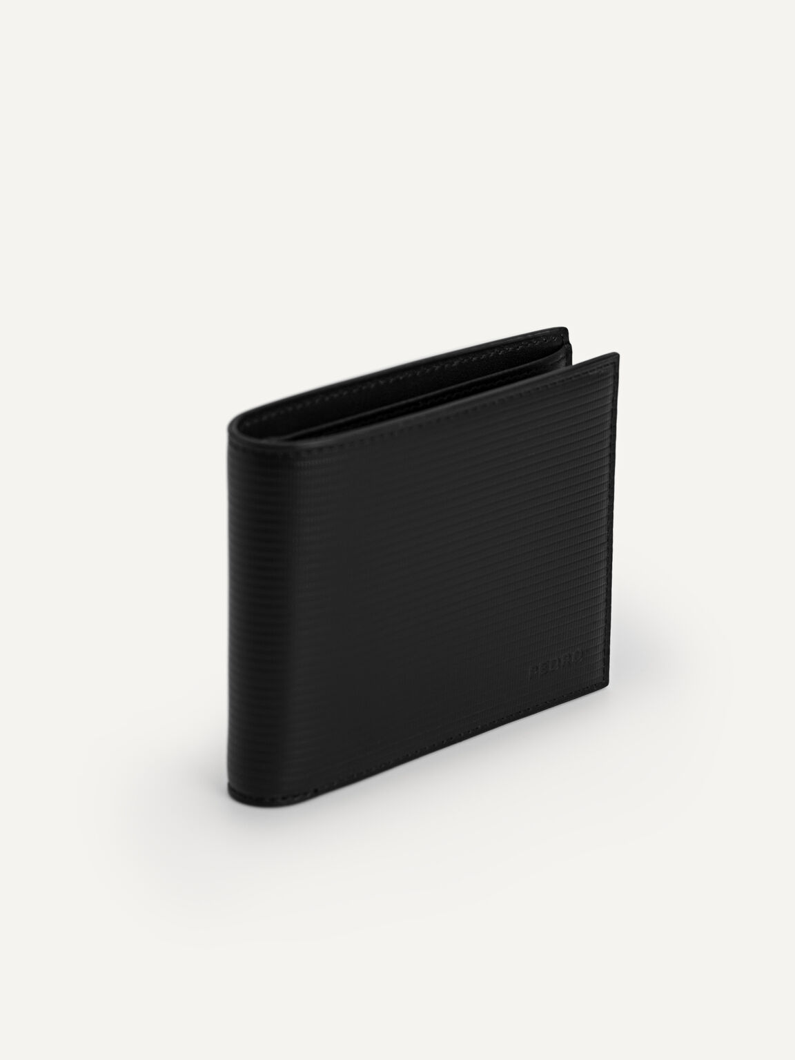 Textured Leather Wallet with Insert, Black