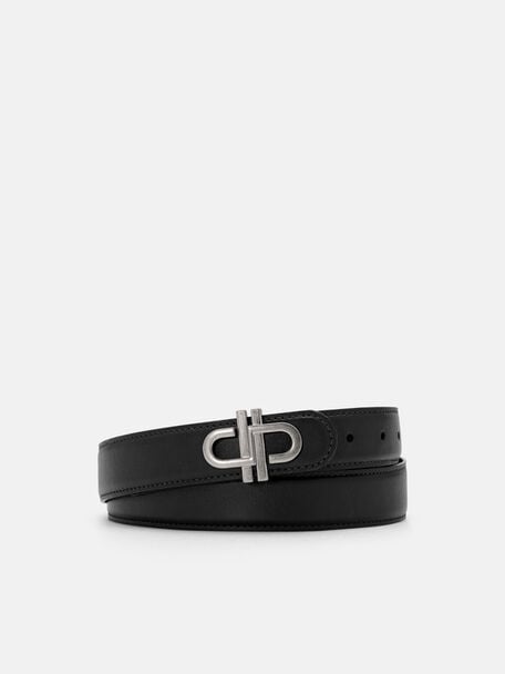 Leather Tang Belt, Black