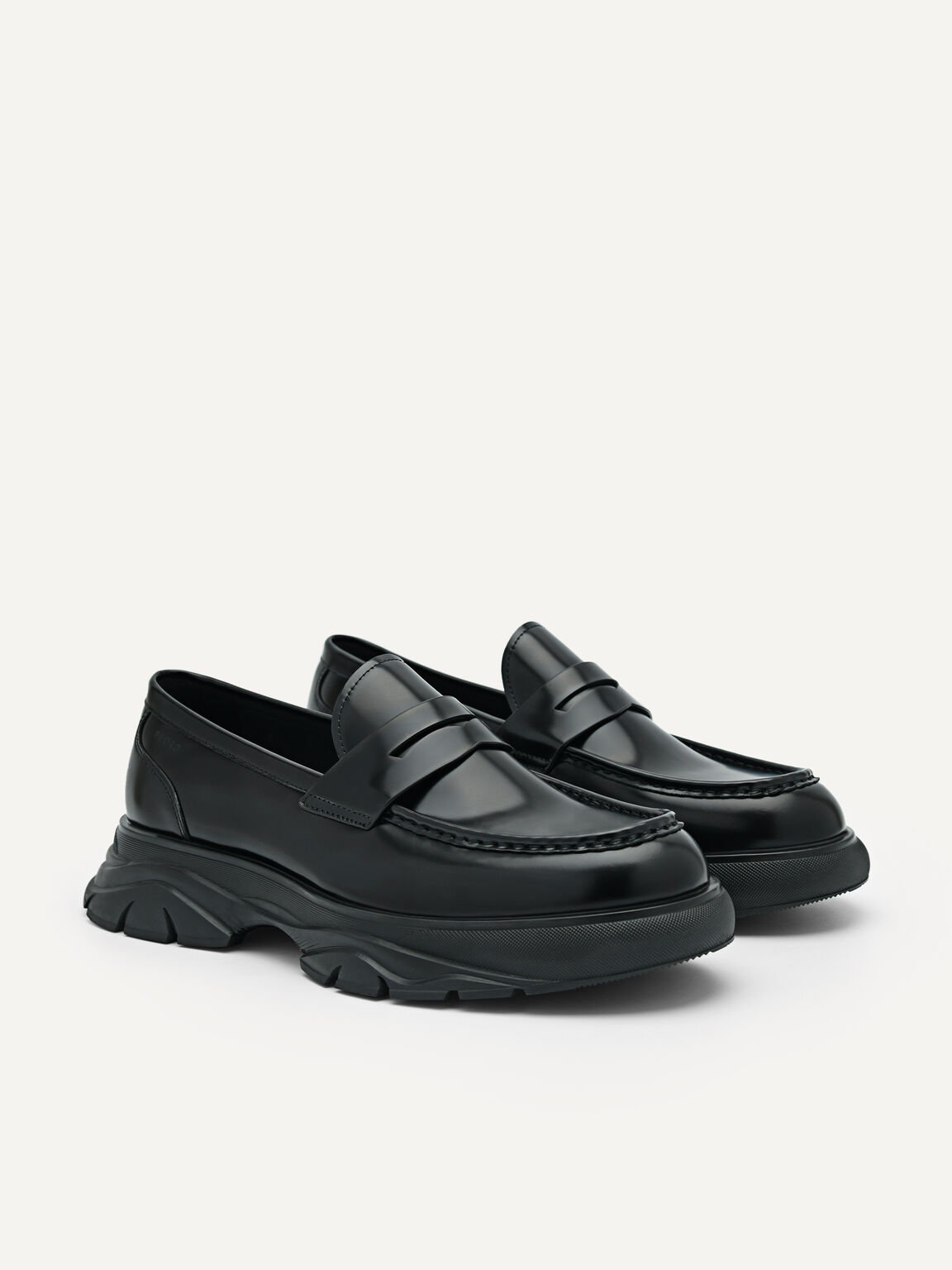 Hybrix Leather Penny Loafers, Black