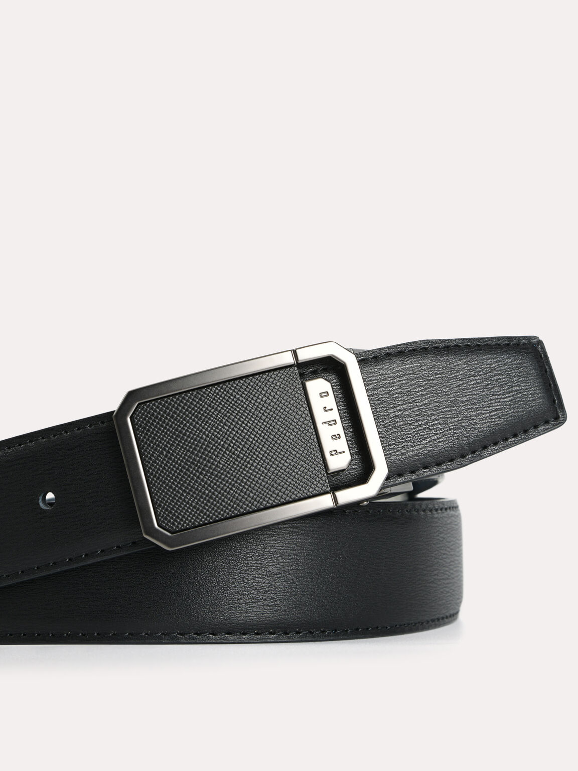 Reversible Leather Tang Belt, Black, hi-res