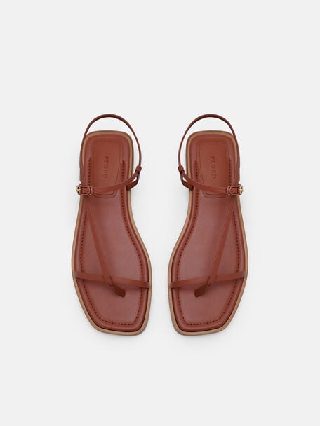 Ashby Leather Strappy Sandals, Brick