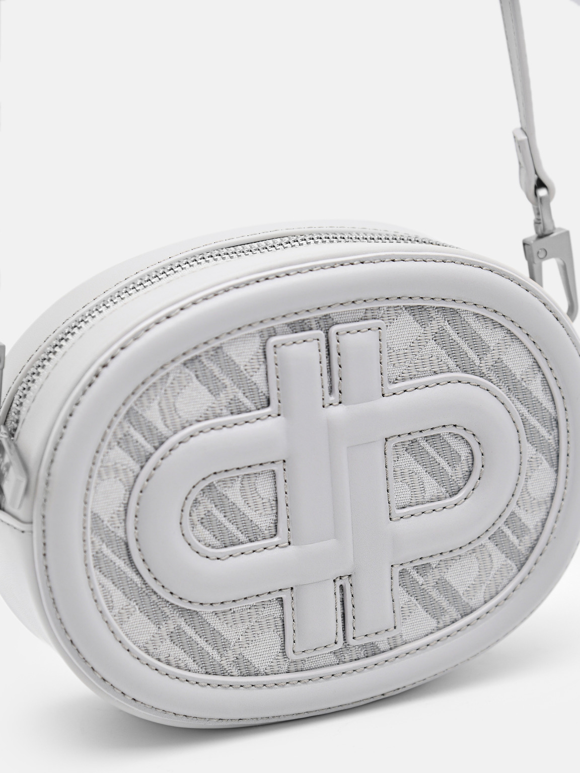 PEDRO Icon Round Leather Shoulder Bag, Light Grey