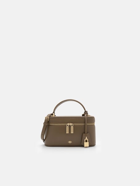 Ari Leather Shoulder Bag, Dark Taupe