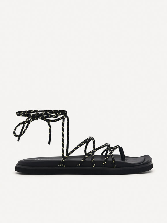 Savannah Rope Sandals, Black