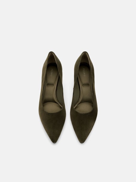 Quinn Suede Heel Pumps, Olive