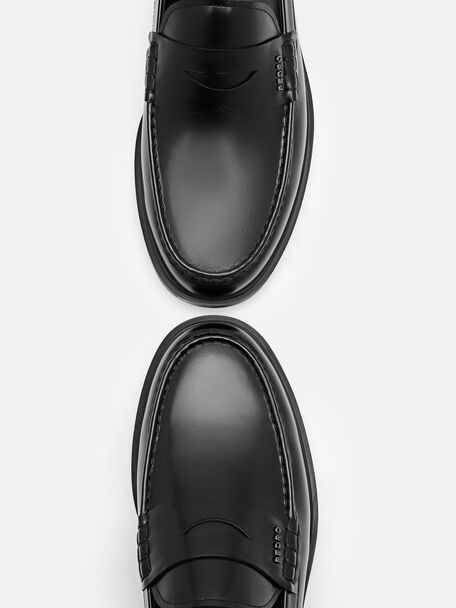 Keith Leather Penny Loafers, Black
