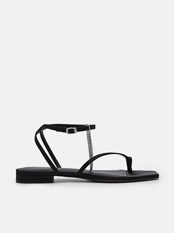 Lia Ankle Strap Sandals, Black