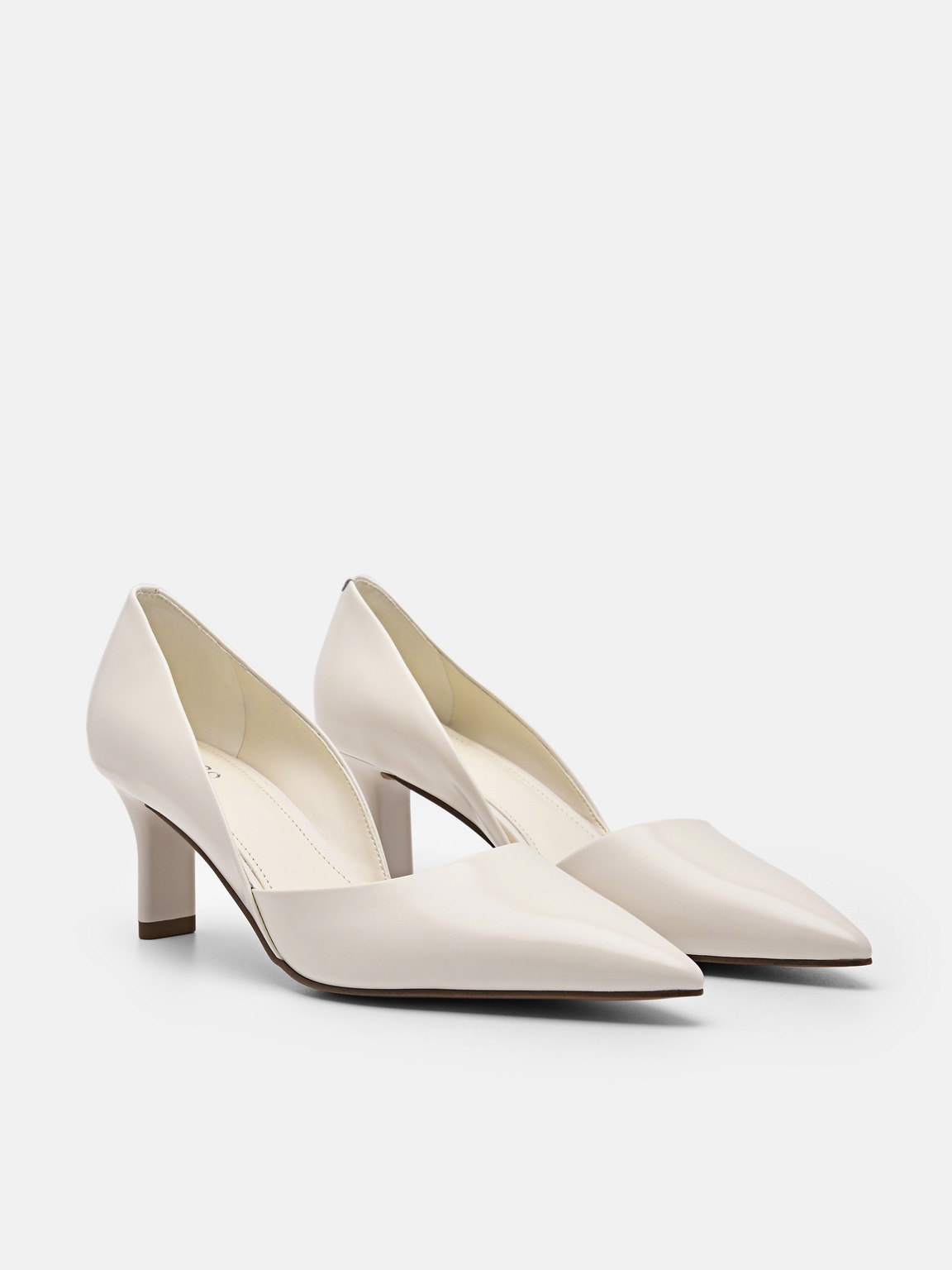 Rocco Leather Heel D'Orsay Pumps, Chalk