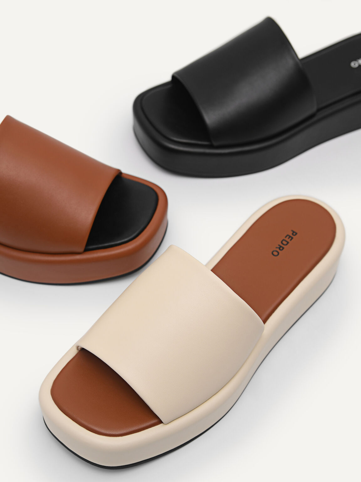 Slip-On Flatform Sandals, Camel