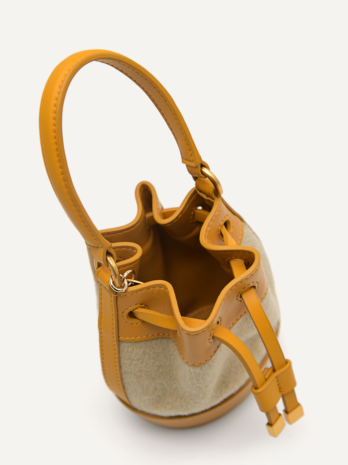 Mini Bucket Pouch with Long Strap, Mustard