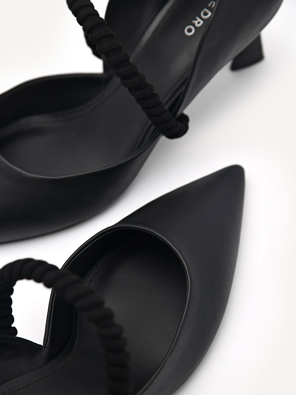 Leather Terrazo Heels, Black