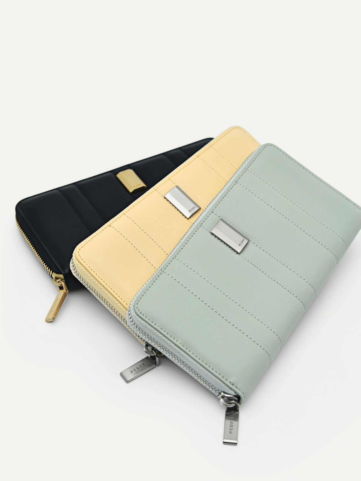 Leather Panelled Wallet, Light Green