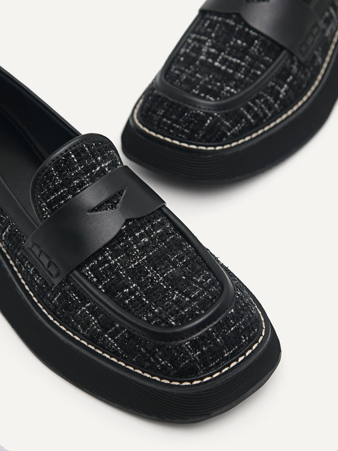 Tweed Platform Loaferss, Black