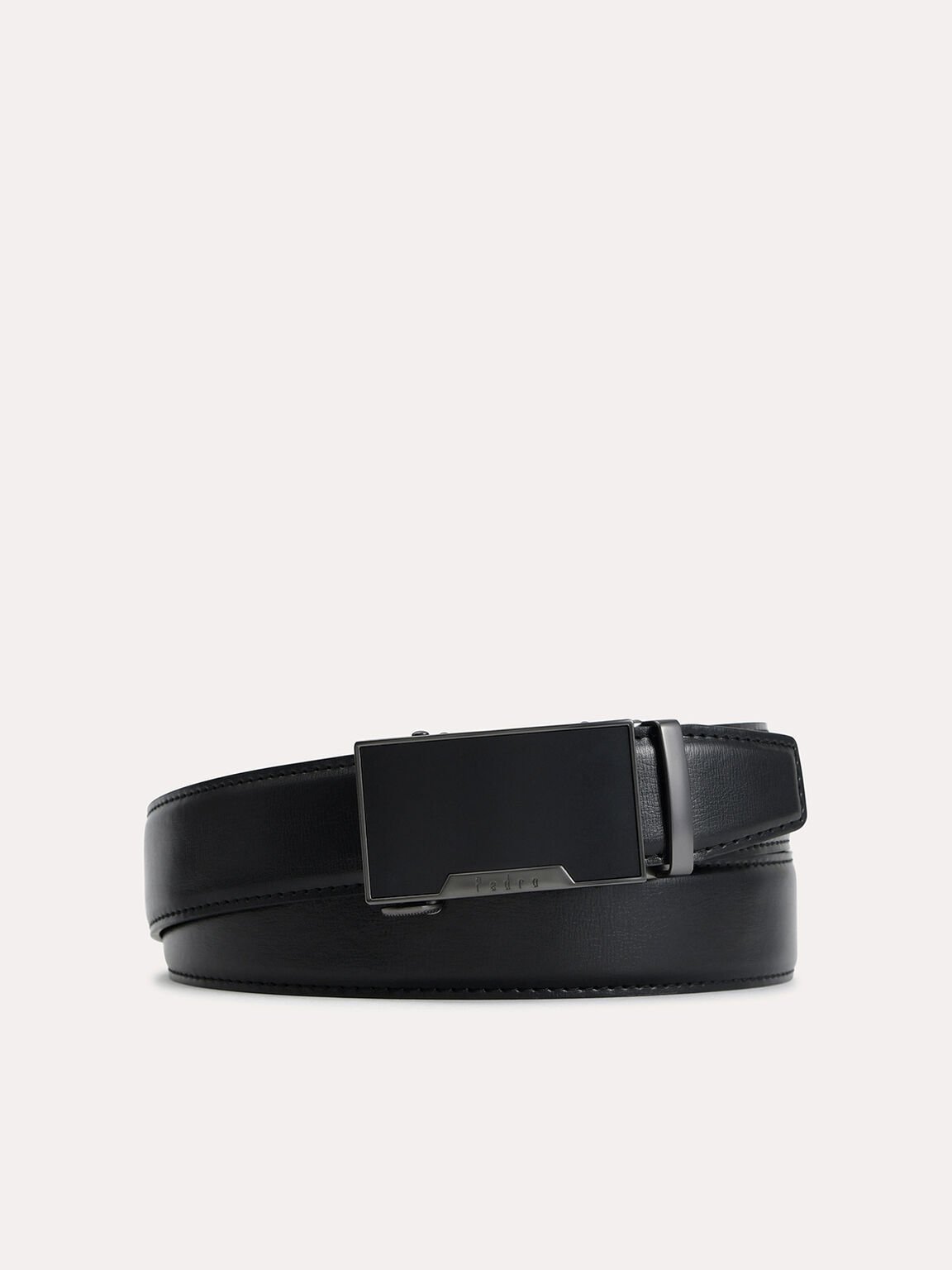 Automatic Textured Leather Belt, Black, hi-res
