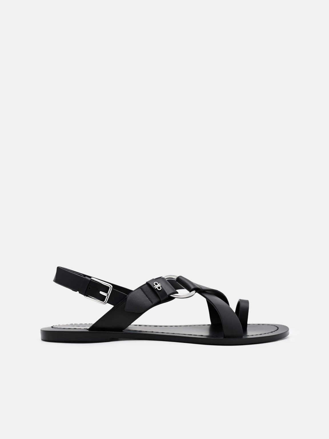 Roe Leather Backstrap Sandals, Black